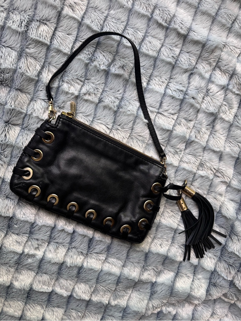 Michael Kors Black Leather Wristlet with Gold Eyelet Detail - Picture 3 of 4